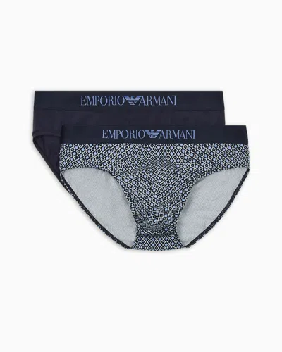 Emporio Armani 2er-pack Slips Im Mustermix In Blue