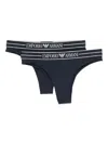 Emporio Armani Elastic Waistband Two-pack Brazilian Briefs In Blue