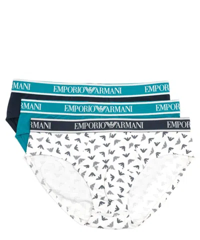 Emporio Armani 3 Pack Briefs In Blue