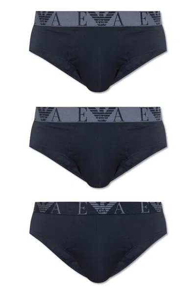 Emporio Armani 3-pack Briefs In Blue