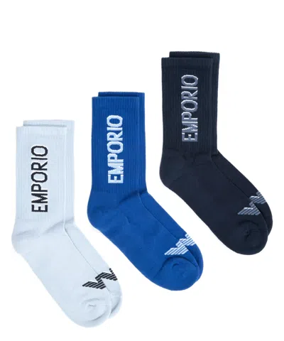 Emporio Armani 3 Pack Socks In Blue