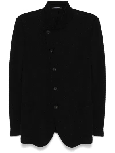Emporio Armani Wool Blazer Jacket Front Pockets In Blue