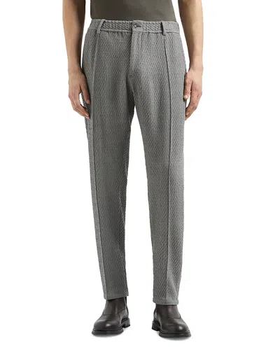 Emporio Armani 3d Effect Virgin Wool Stretch Jersey Trousers In Pearl Grey
