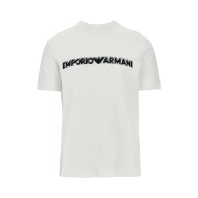 Emporio Armani 3d Logo Embroidery T-shirt In White