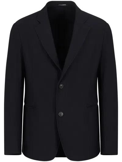 Emporio Armani 3d-patterned Single-breasted Blazer In Blue