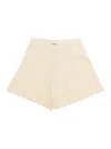 EMPORIO ARMANI BEIGE HIGH-WAISTED SHORTS WITH EMBROIDERIES IN COTTON GIRL