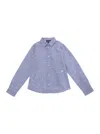 EMPORIO ARMANI LIGHT BLUE SHIRT WITH LOGO EMBROIDERY IN COTTON AND LINEN BOY