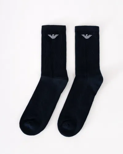 Emporio Armani 3-pack Mens Eagle Logo Socks In Blue
