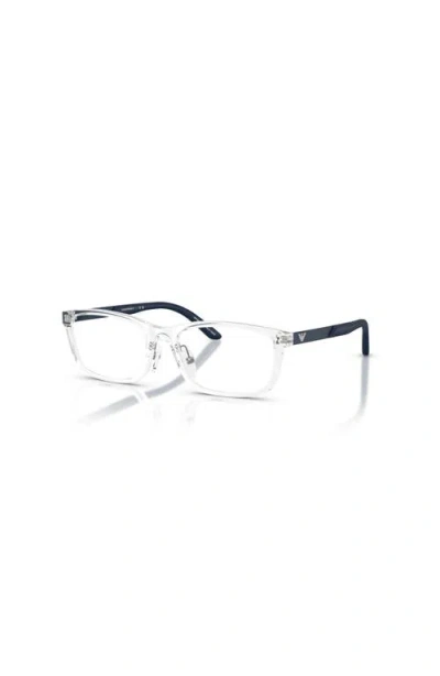 Emporio Armani 49mm Rectangle Optical Glasses In Metallic