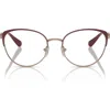 Emporio Armani 53mm Cat Eye Optical Glasses In Burgundy