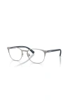 Emporio Armani 53mm Oval Optical Glasses In Metallic