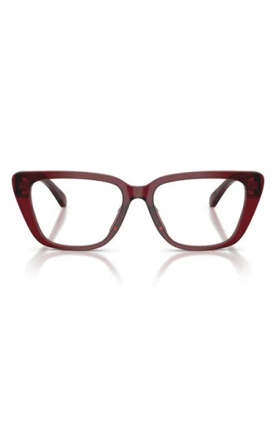 Emporio Armani 54mm Cat Eye Optical Glasses In Brown