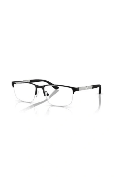 Emporio Armani 54mm Rectangle Optical Glasses In Black
