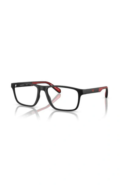 Emporio Armani 54mm Rectangle Optical Glasses In Black