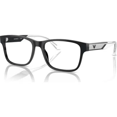 Emporio Armani 55mm Rectangle Optical Glasses In Black