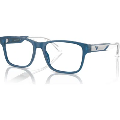 Emporio Armani 55mm Rectangle Optical Glasses In Blue