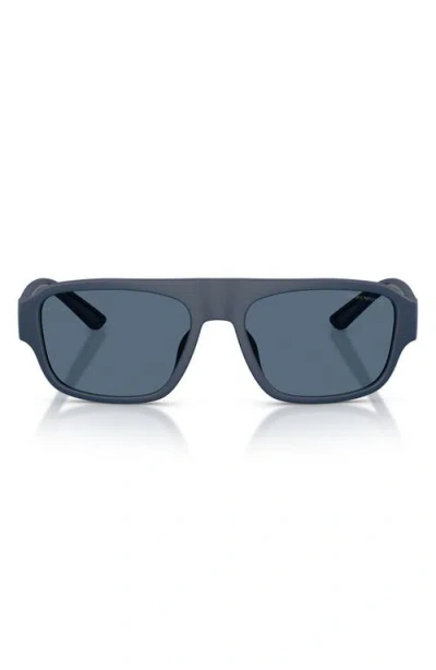 Emporio Armani 55mm Rectangle Sunglasses In Blue