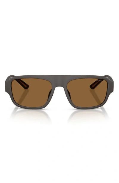 Emporio Armani 55mm Rectangle Sunglasses In Brown
