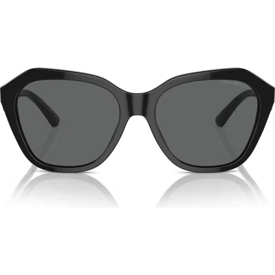 Emporio Armani 56mm Irregular Sunglasses In Black
