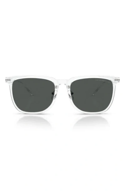 Emporio Armani 56mm Low Bridge Square Sunglasses In Transparent