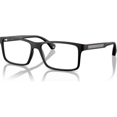 Emporio Armani 56mm Rectangle Optical Glasses In Black