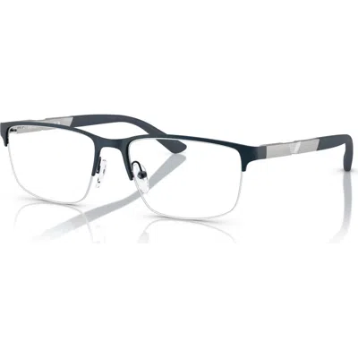Emporio Armani 56mm Rectangle Optical Glasses In Blue