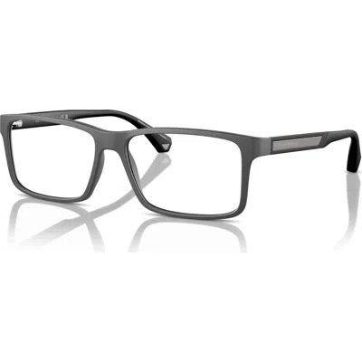 Emporio Armani 56mm Rectangle Optical Glasses In Gray