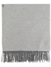 Emporio Armani Wool Scarf With Logo In Gray