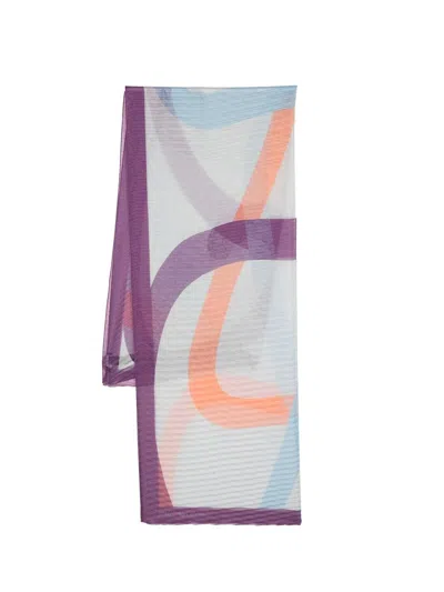 Emporio Armani Abstract-print Pleated Long Scarf In Multi
