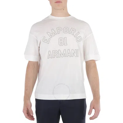 Emporio Armani 81 Contoured Patches Tencel-blend Jersey T-shirt In White