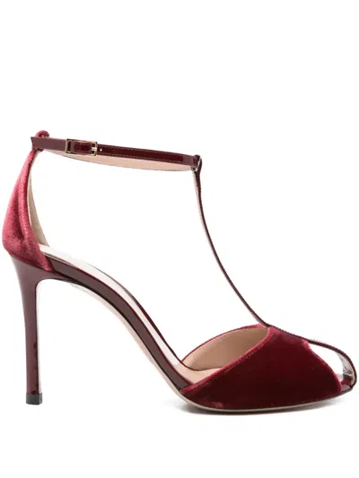 Emporio Armani 95mm Velvet T-bar Heeled Pumps In Multi