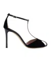 Emporio Armani Velvet And Patent-leather T-bar Heeled Sandals In Black