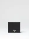 Emporio Armani Asv Regenerated Saffiano Leather Coin-pocket Wallet With Eagle Plate In 黑色