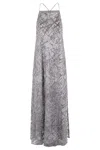 Emporio Armani Maxi Dress With All-over Sequin Embroidery In Silver