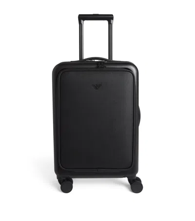 Emporio Armani Abs Saffiano-detail Eagle Suitcase In Black