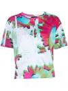 Emporio Armani Abstract Floral-print T-shirt In 粉色