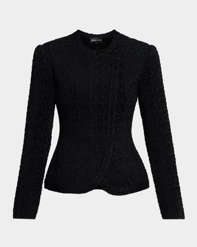 Emporio Armani Abstract Jacquard Blazer In Black