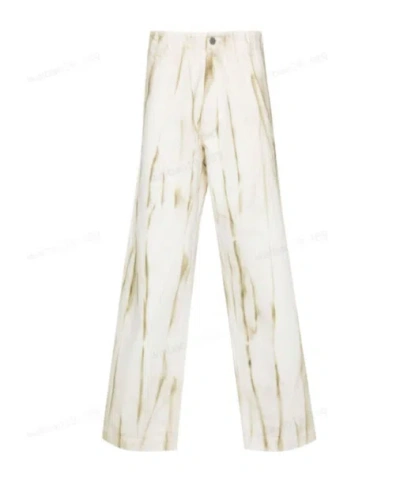 Emporio Armani Abstract-print Cotton Jeans In Neutrals