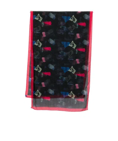 Emporio Armani Abstract-print Silk Scarf In Black
