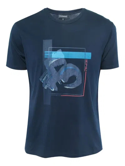Pre-owned Emporio Armani Abstract-print T-shirt In Blue