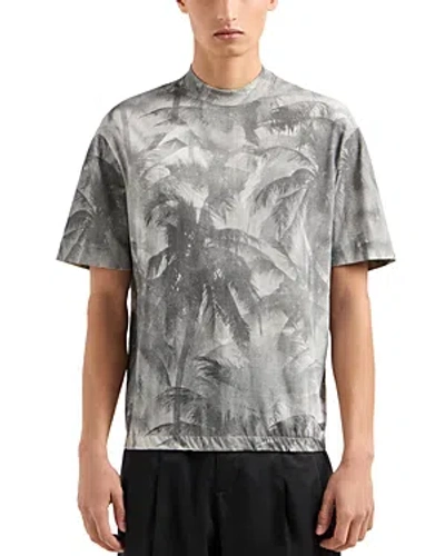 Emporio Armani Abstract Print Tee In Gray