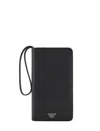 Emporio Armani Official Store Asv Large Currency Holder In Regenerated Saffiano Leather With Eagle Plate In Black