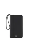 Emporio Armani Official Store Asv Large Currency Holder In Regenerated Saffiano Leather With Eagle Plate In Black