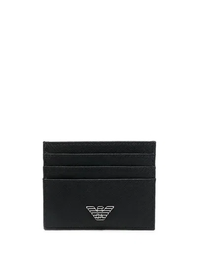 Emporio Armani Accessories Leather Card Holder In Black