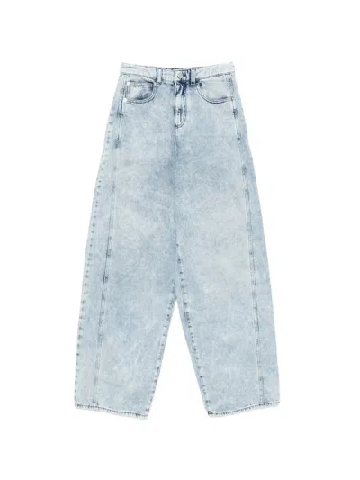 Emporio Armani Acid-wash Logo-patch Jeans In Blue