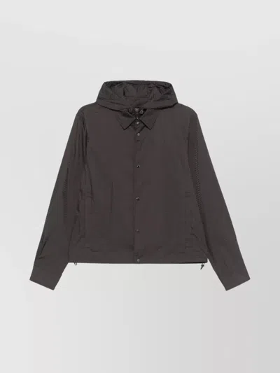 Emporio Armani Adjustable Cuffs Hooded Jacket With Side Pockets In Brown