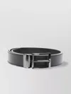 Emporio Armani Adjustable Leather Belt Grained Texture In Black