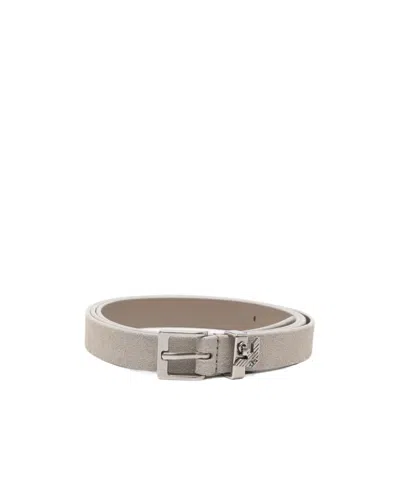 Emporio Armani Leather Belt Adjustable Length Design In Neutral