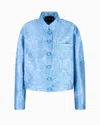 Emporio Armani All-over Jacquard Jacket With Guru Collar In Blue