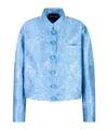 Emporio Armani All-over Jacquard Jacket With Guru Collar In Blue